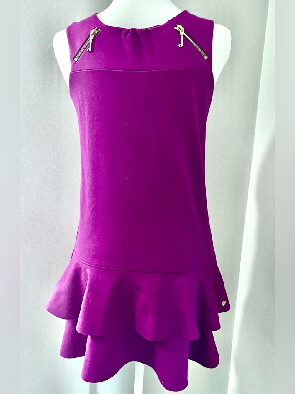 Juicy Couture XL Purple Girls' Ruffle Hem Dress with Gold Zippers